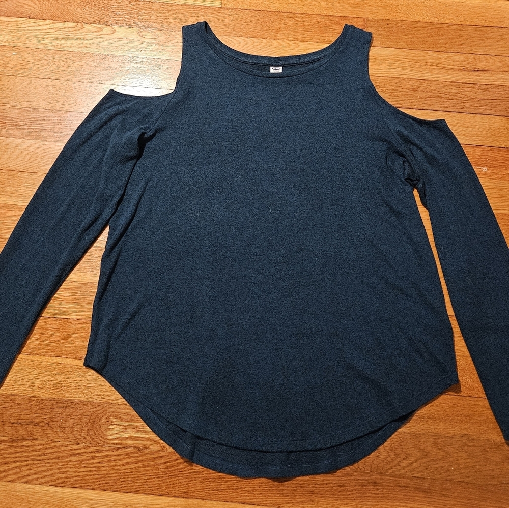 Old Navy Dark Blue Cold Shoulder Top